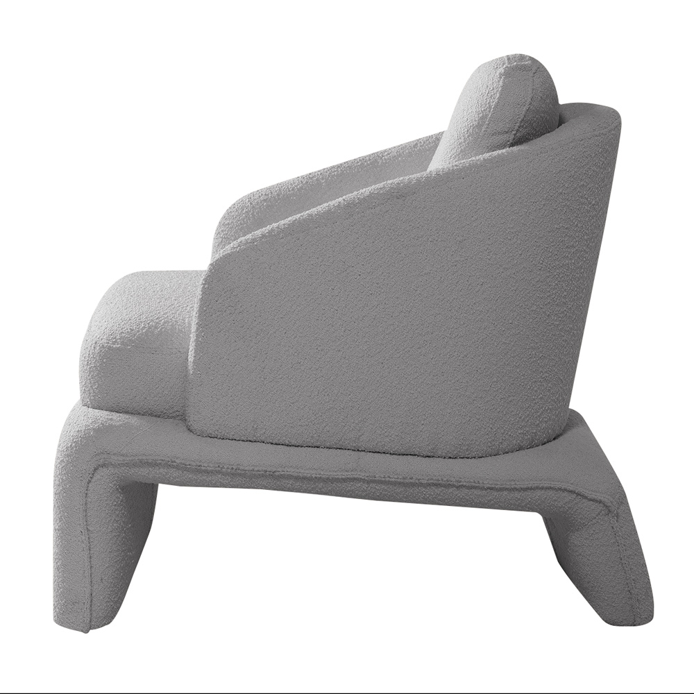 Poltrona Design  Califa Encosto Almofadado Bouclê Cinza G92 - Gran Belo