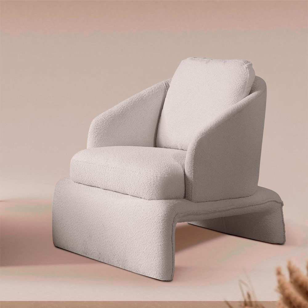 Poltrona Design Califa Encosto Almofadado Bouclê Branco G92 - Gran Belo