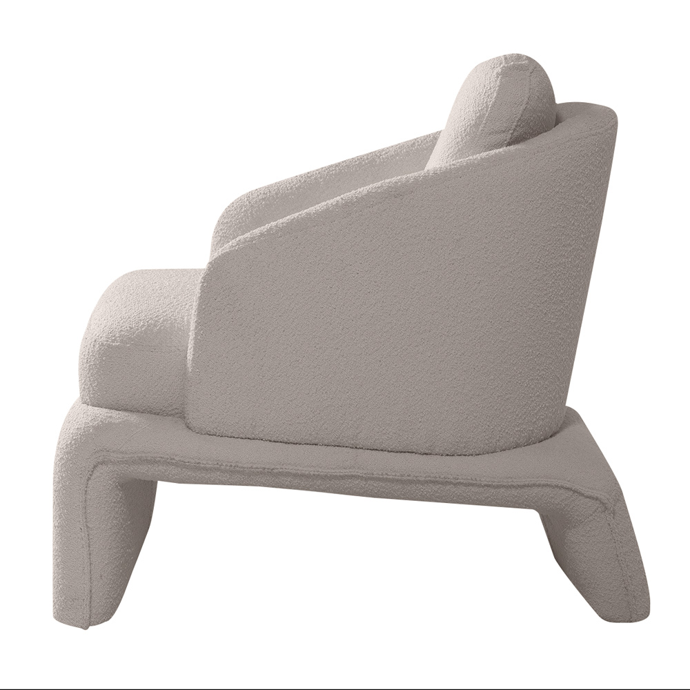 Poltrona Design Califa Encosto Almofadado Bouclê Branco G92 - Gran Belo