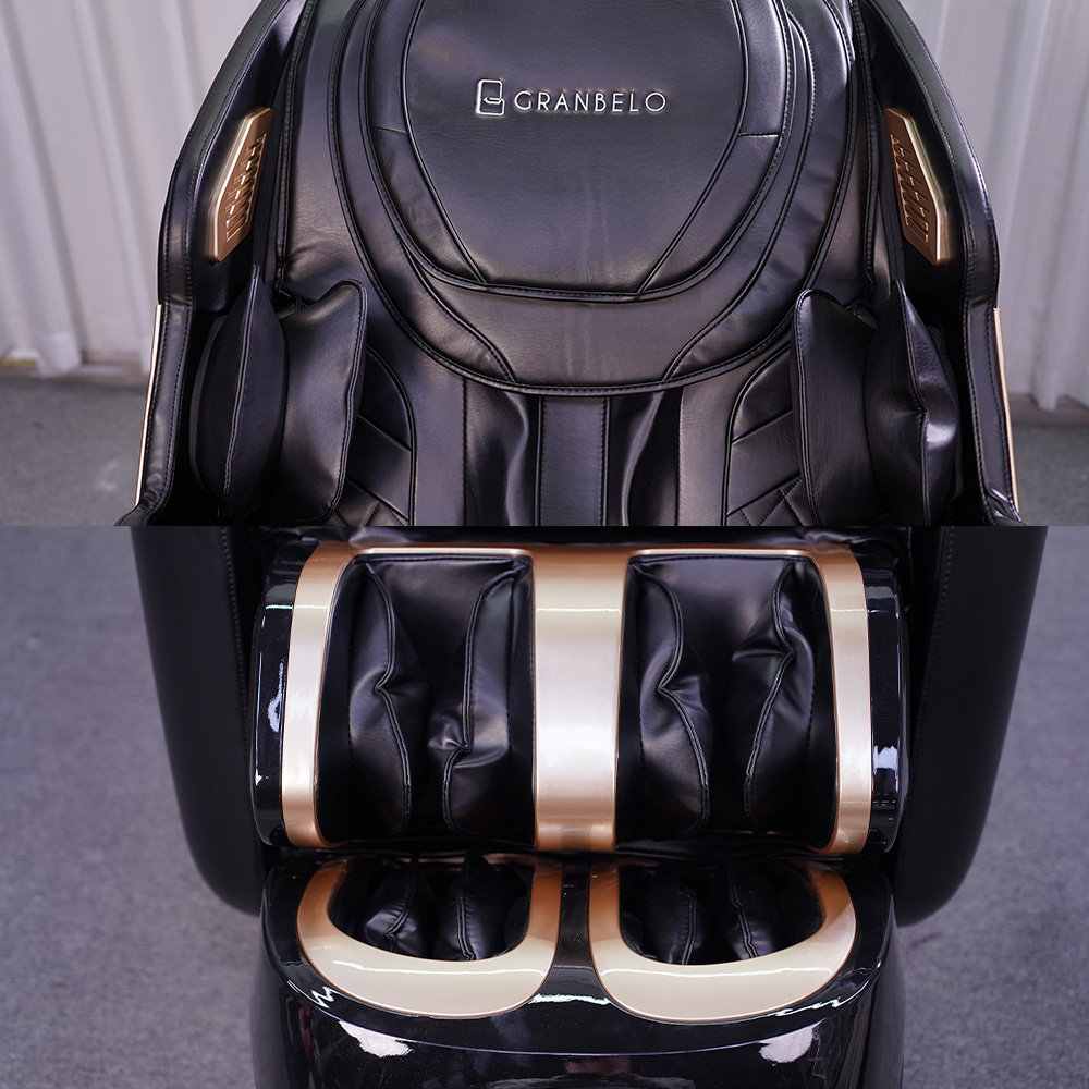 Poltrona Elétrica 3D Stark Bivolt Reclinação Gravidade Zero com Massagem Aquecimento Controle LCD Touch PU Preto G94 - Gran Belo