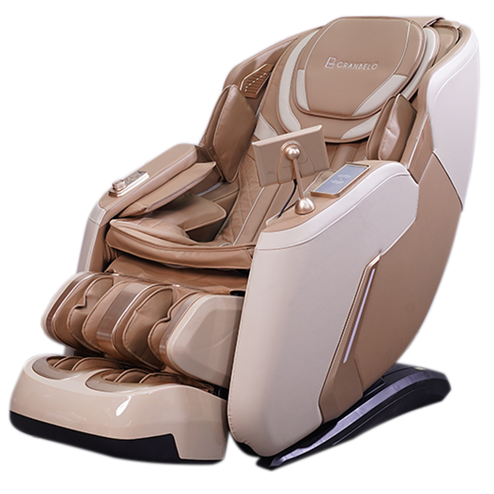 Poltrona Elétrica 3D Stark com Massagem Aquecimento Bivolt Reclinação Gravidade Zero Controle LCD Touch PU Bege G94 - Gran Belo