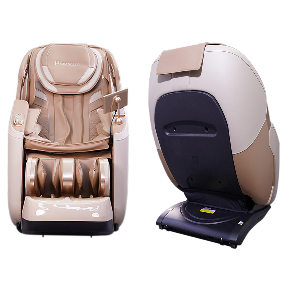 Poltrona Elétrica 3D Stark com Massagem Aquecimento Bivolt Reclinação Gravidade Zero Controle LCD Touch PU Bege G94 - Gran Belo