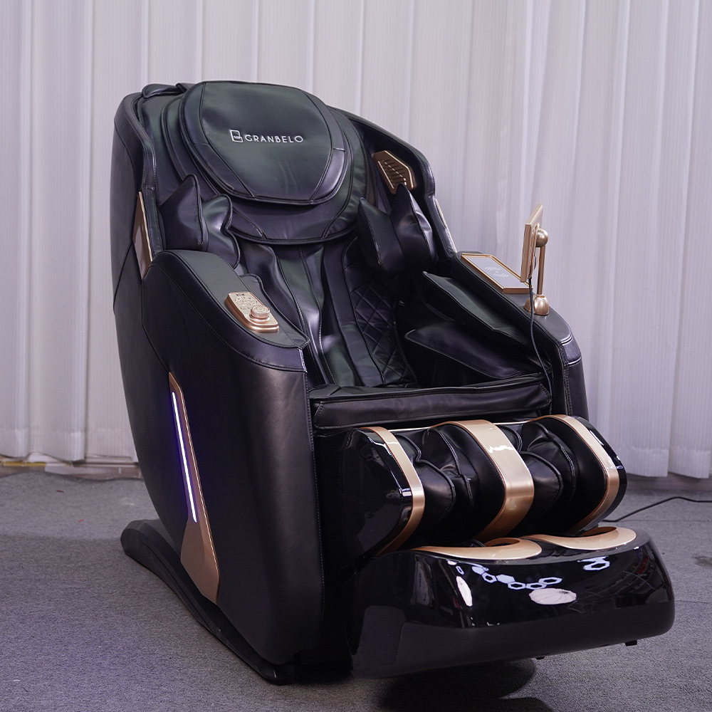 Poltrona Elétrica 3D Stark com Massagem Aquecimento Bivolt Reclinação Gravidade Zero Controle LCD Touch PU Preto G94 - Gran Belo