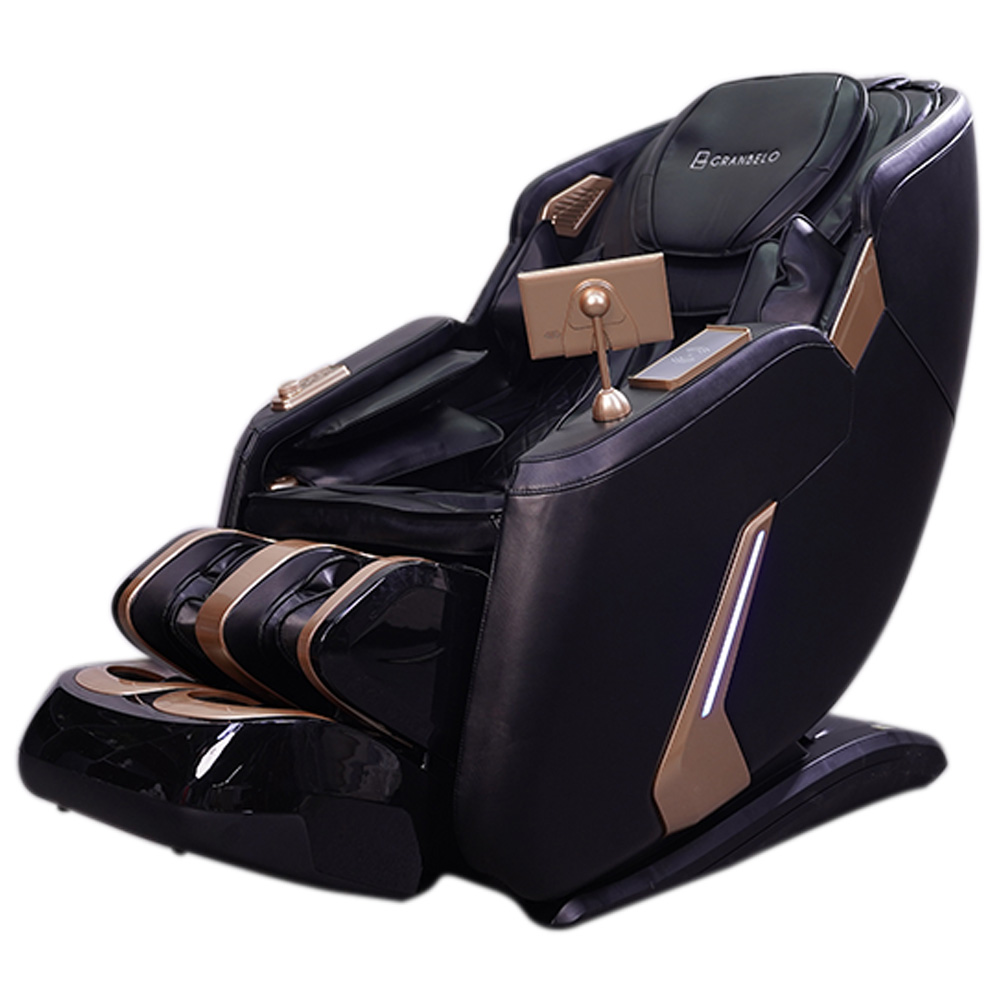 Poltrona Elétrica 3D Stark com Massagem Aquecimento Bivolt Reclinação Gravidade Zero Controle LCD Touch PU Preto G94 - Gran Belo