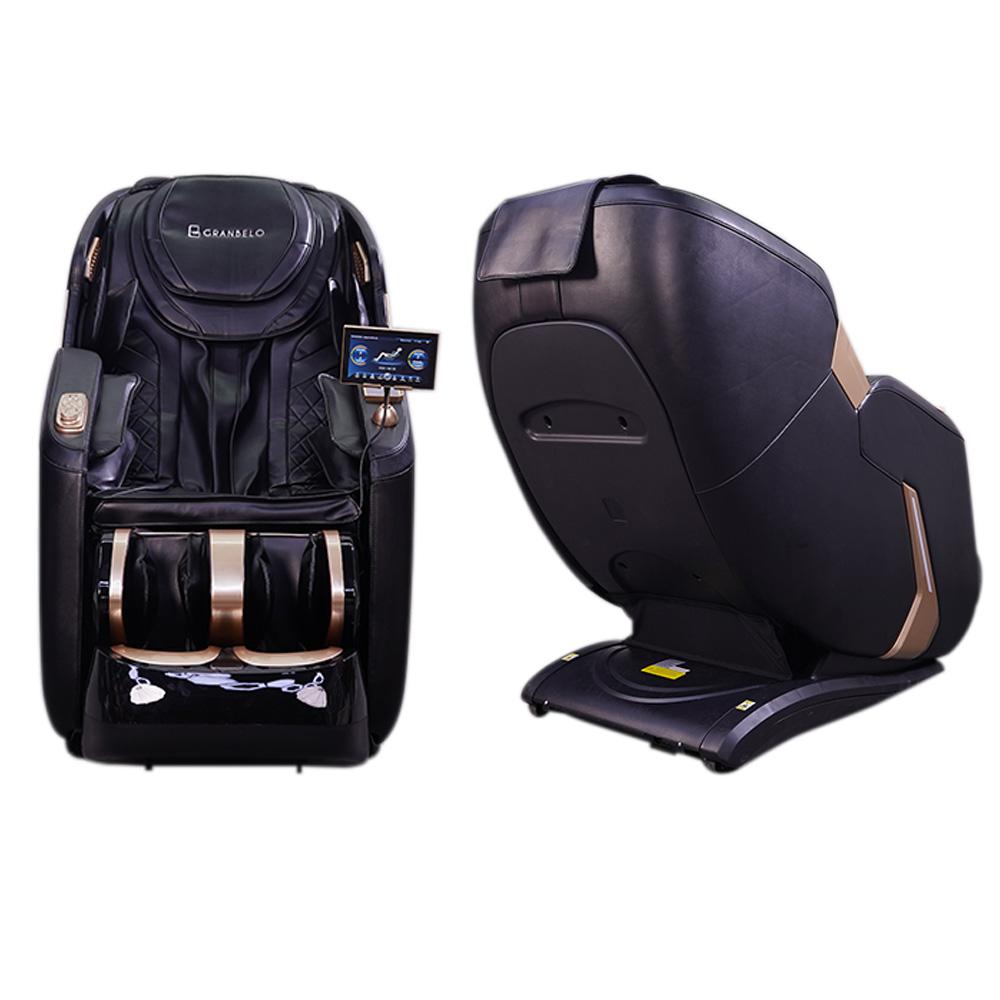 Poltrona Elétrica 3D Stark com Massagem Aquecimento Bivolt Reclinação Gravidade Zero Controle LCD Touch PU Preto G94 - Gran Belo