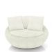 Poltrona Giratória Sala de Estar com Almofadas Afrodite Off White Bouclê G45 - Gran Belo
