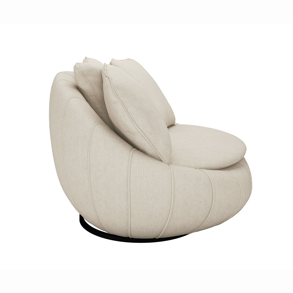 Poltrona Giratória Sala de Estar com Almofadas Afrodite Off White Linho G45 - Gran Belo