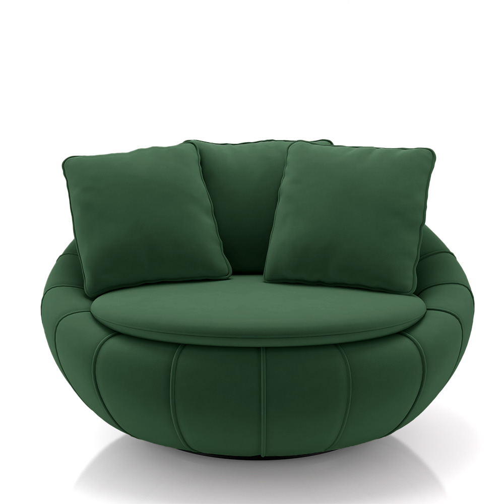 Poltrona Giratória Sala de Estar com Almofadas Afrodite Verde Veludo G45 - Gran Belo