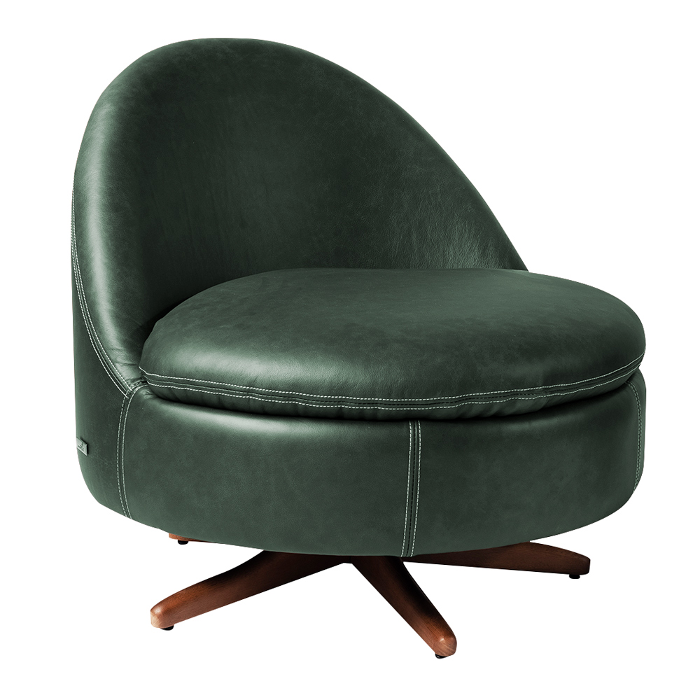 Poltrona Giulio Base de Ferro Giratória PU Verde G92 - Gran Belo