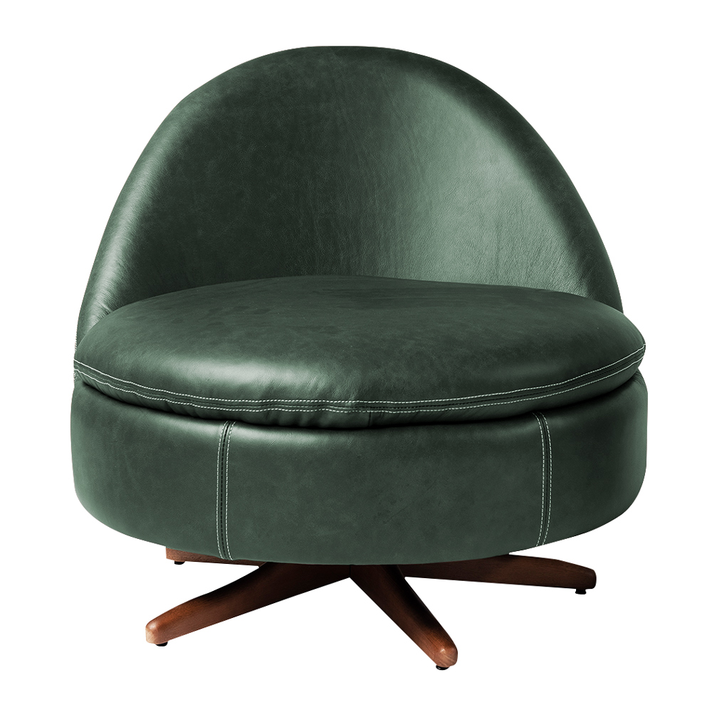 Poltrona Giulio Base de Ferro Giratória PU Verde G92 - Gran Belo
