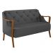 Poltrona Namoradeira Decorativa 2 Lugares Braços em Madeira Hand Linho Chumbo G45 - Gran Belo
