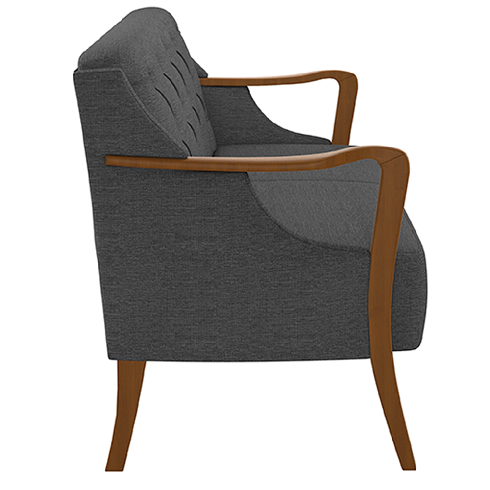 Poltrona Namoradeira Decorativa 2 Lugares Braços em Madeira Hand Linho Chumbo G45 - Gran Belo