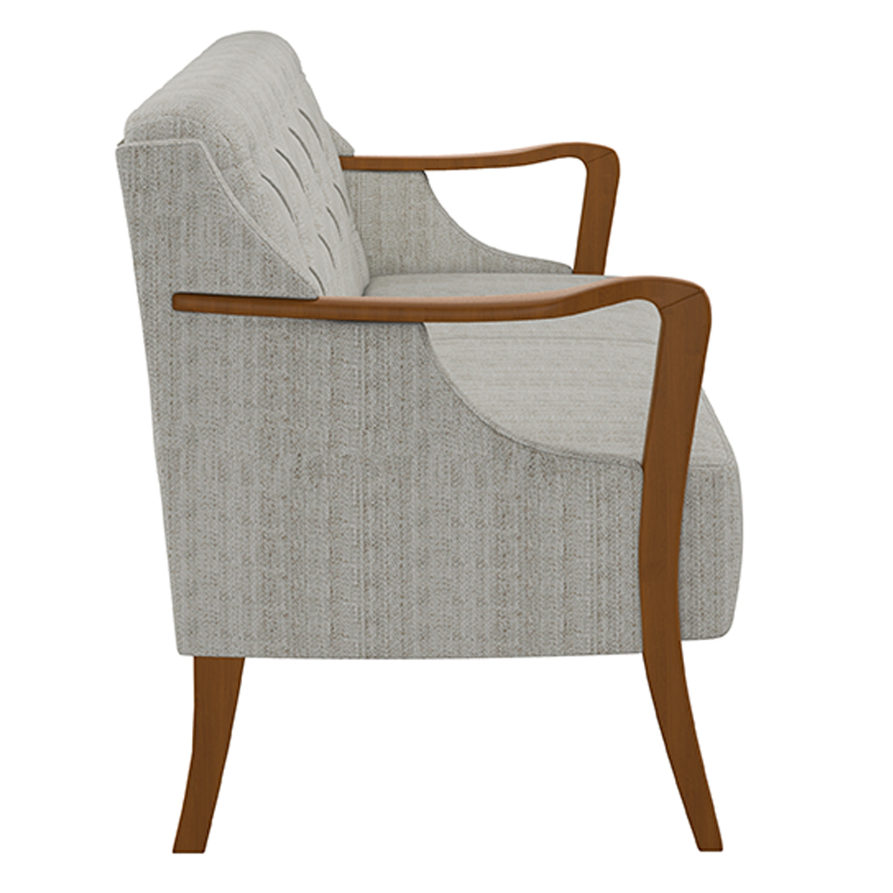 Poltrona Namoradeira Decorativa 2 Lugares Braços em Madeira Hand Linho Cru G45 - Gran Belo
