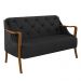 Poltrona Namoradeira Decorativa 2 Lugares Braços em Madeira Hand PU Preto G45 - Gran Belo