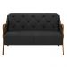 Poltrona Namoradeira Decorativa 2 Lugares Braços em Madeira Hand PU Preto G45 - Gran Belo