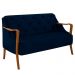 Poltrona Namoradeira Decorativa 2 Lugares Braços em Madeira Hand Veludo Azul Marinho G45 - Gran Belo