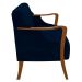 Poltrona Namoradeira Decorativa 2 Lugares Braços em Madeira Hand Veludo Azul Marinho G45 - Gran Belo