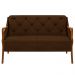 Poltrona Namoradeira Decorativa 2 Lugares Braços em Madeira Hand Veludo Marrom G45 - Gran Belo