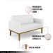Poltrona Namoradeira Decorativa Isabella Pés Fixo em Madeira Castanho PU Branco G19 - Gran Belo