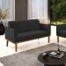 Poltrona Namoradeira Decorativa Isabella Pés Fixo em Madeira Castanho PU Preto G19 - Gran Belo