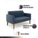 Poltrona Namoradeira Decorativa Isabella Pés Fixo em Madeira Castanho Suede Azul Marinho G19 - Gran Belo