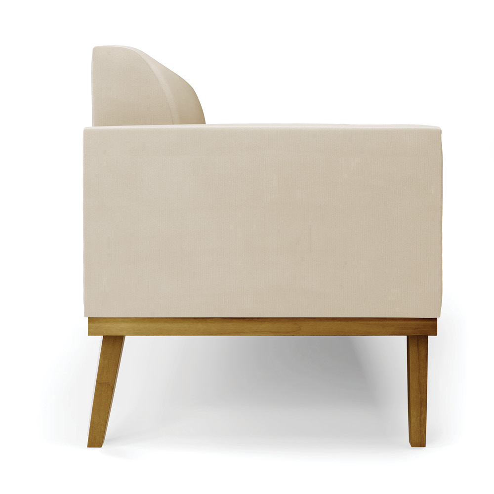 Poltrona Namoradeira Decorativa Isabella Pés Fixo em Madeira Castanho Suede Bege G19 - Gran Belo