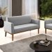 Poltrona Namoradeira Decorativa Isabella Pés Fixo em Madeira Castanho Suede Cinza G19 - Gran Belo