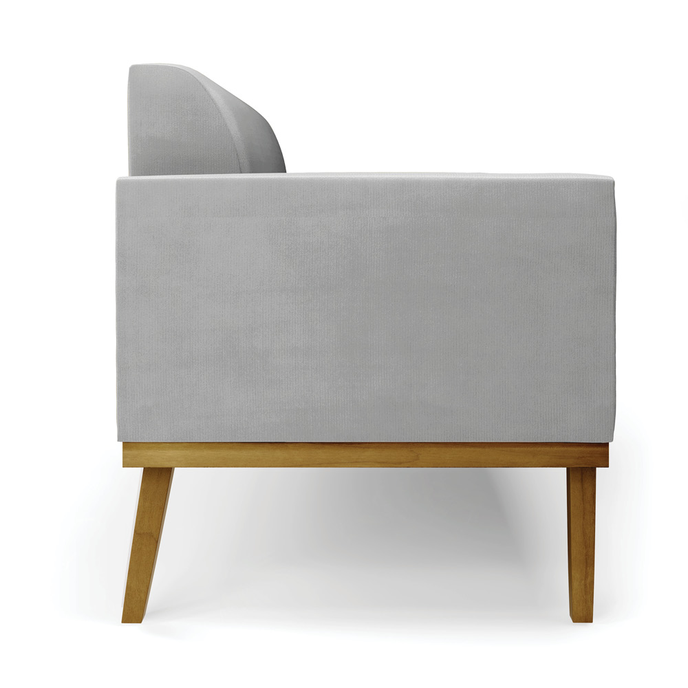 Poltrona Namoradeira Decorativa Isabella Pés Fixo em Madeira Castanho Suede Cinza G19 - Gran Belo