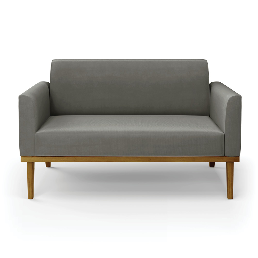 Poltrona Namoradeira Decorativa Isabella Pés Fixo em Madeira Castanho Suede Grafite G19 - Gran Belo