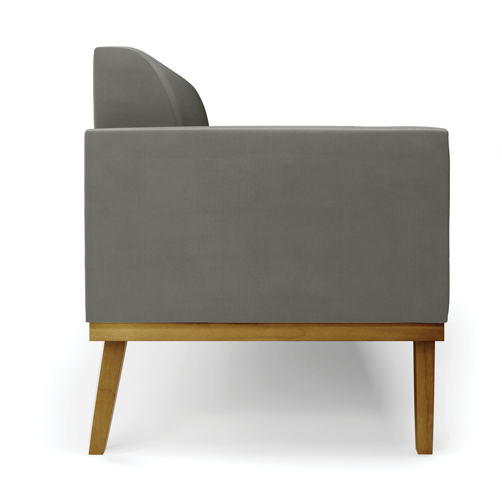 Poltrona Namoradeira Decorativa Isabella Pés Fixo em Madeira Castanho Suede Grafite G19 - Gran Belo