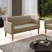 Poltrona Namoradeira Decorativa Isabella Pés Fixo em Madeira Castanho Suede Nude G19 - Gran Belo