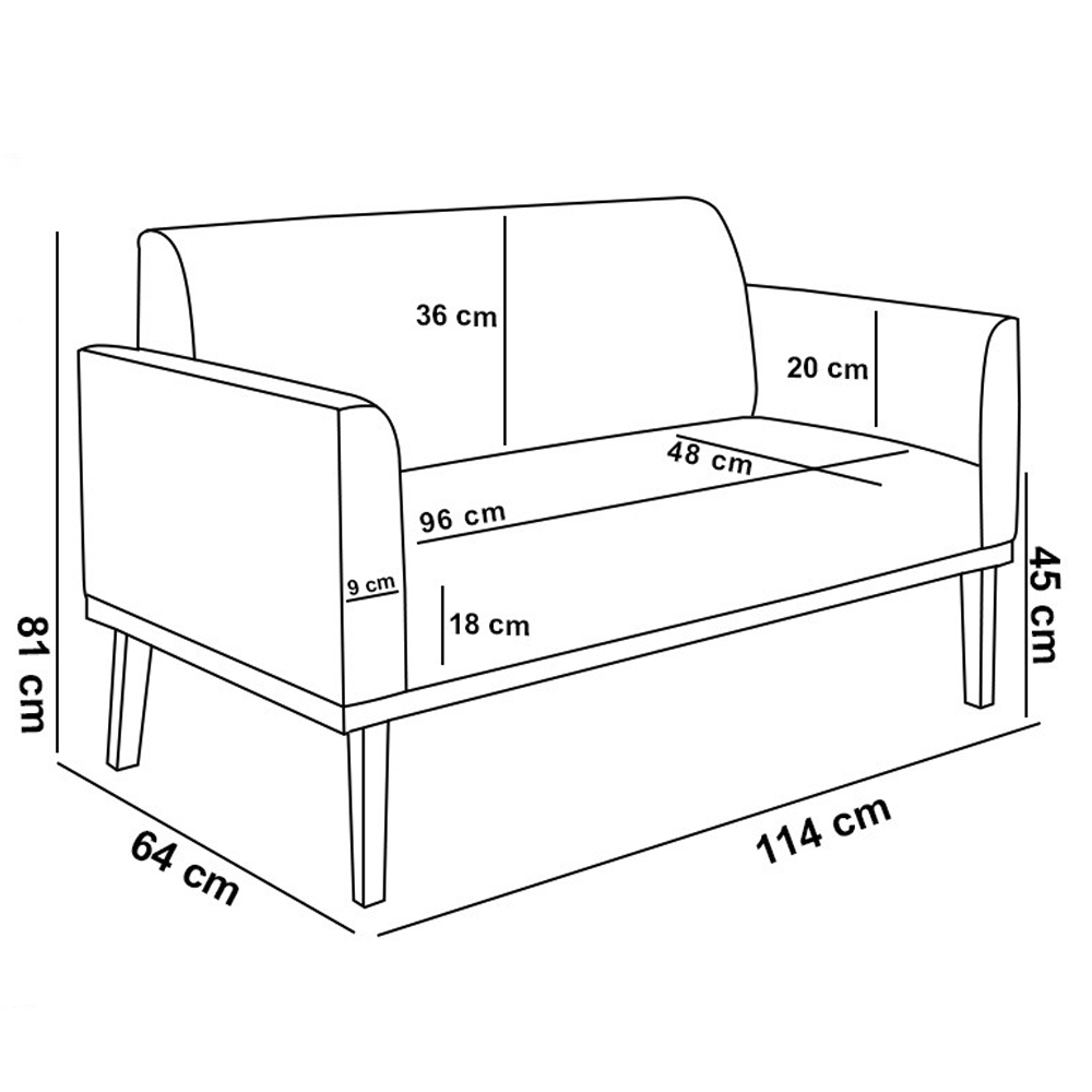 Poltrona Namoradeira Decorativa Isabella Pés Fixo em Madeira Castanho Suede Nude G19 - Gran Belo