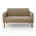 Poltrona Namoradeira Decorativa Isabella Pés Fixo em Madeira Castanho Suede Nude G19 - Gran Belo
