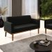Poltrona Namoradeira Decorativa Isabella Pés Fixo em Madeira Castanho Suede Preto G19 - Gran Belo