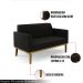 Poltrona Namoradeira Decorativa Isabella Pés Fixo em Madeira Castanho Suede Preto G19 - Gran Belo