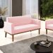 Poltrona Namoradeira Decorativa Isabella Pés Fixo em Madeira Castanho Suede Rosa Bebê G19 - Gran Belo