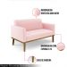 Poltrona Namoradeira Decorativa Isabella Pés Fixo em Madeira Castanho Suede Rosa Bebê G19 - Gran Belo