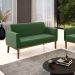 Poltrona Namoradeira Decorativa Isabella Pés Fixo em Madeira Castanho Suede Verde G19 - Gran Belo