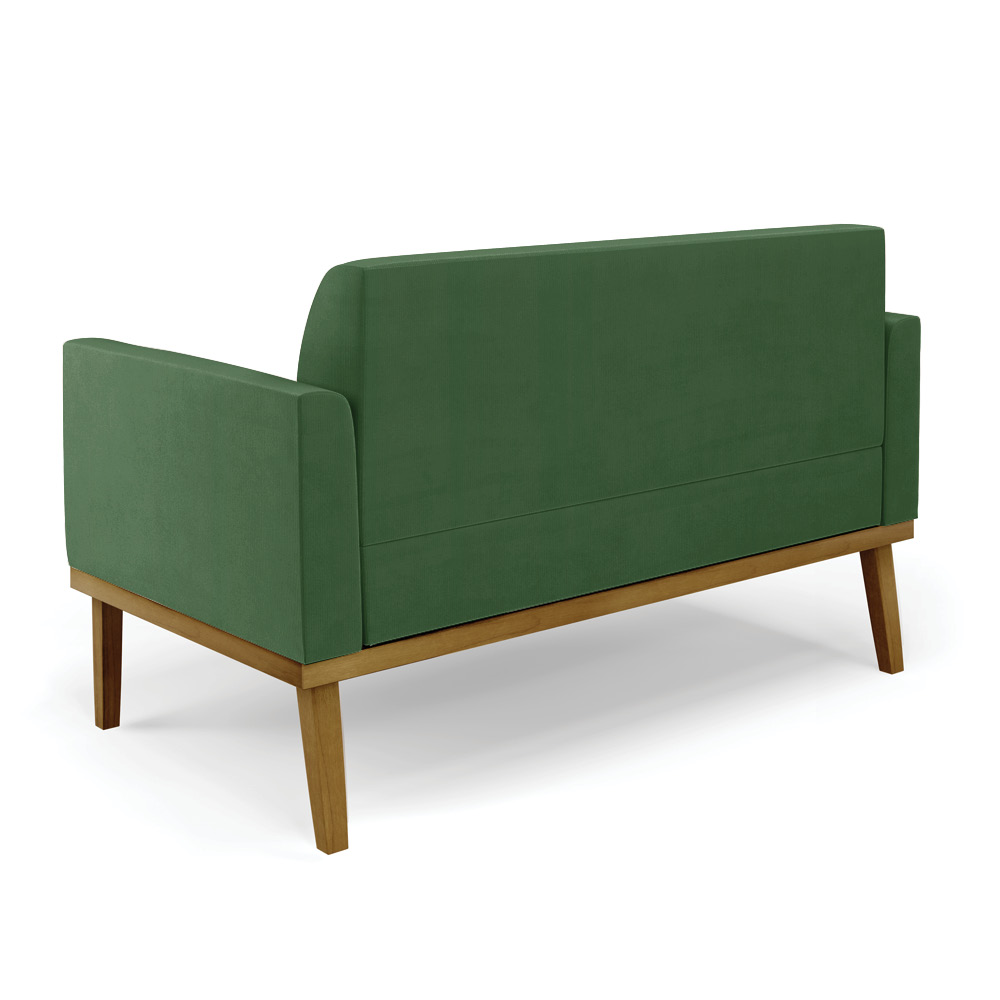 Poltrona Namoradeira Decorativa Isabella Pés Fixo em Madeira Castanho Suede Verde G19 - Gran Belo