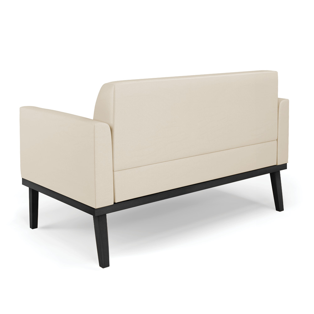 Poltrona Namoradeira Decorativa Isabella Pés Fixo em Madeira Preto PU Bege G19 - Gran Belo