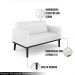 Poltrona Namoradeira Decorativa Isabella Pés Fixo em Madeira Preto PU Branco G19 - Gran Belo