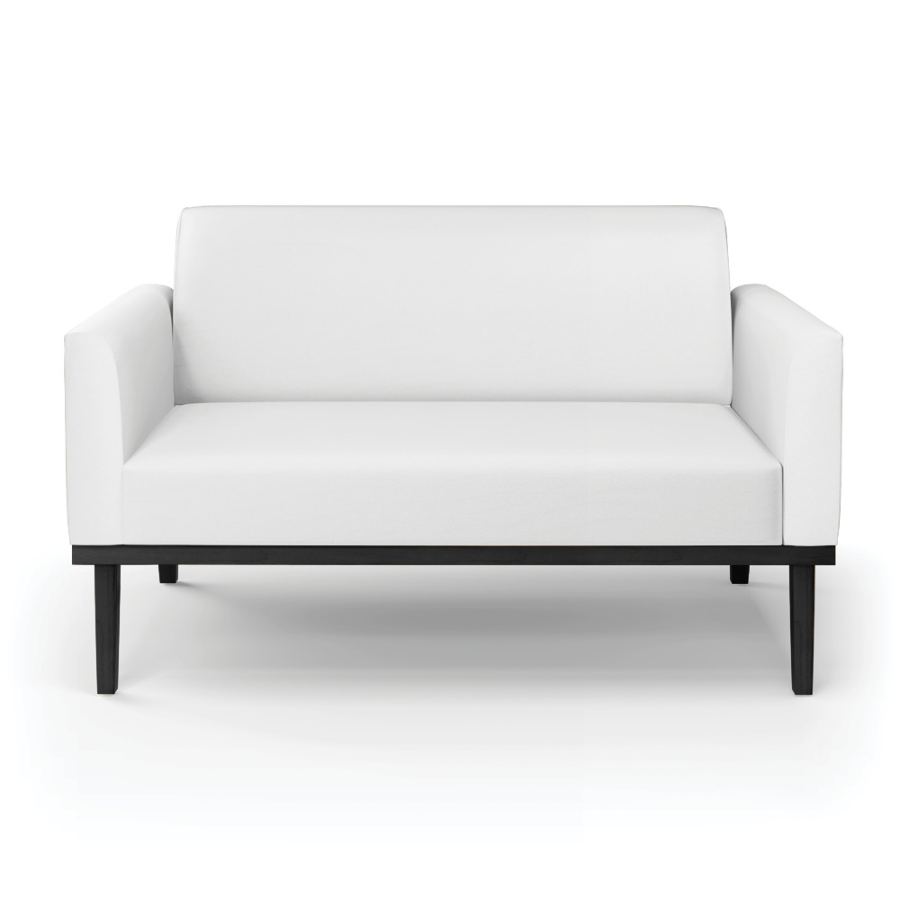Poltrona Namoradeira Decorativa Isabella Pés Fixo em Madeira Preto PU Branco G19 - Gran Belo