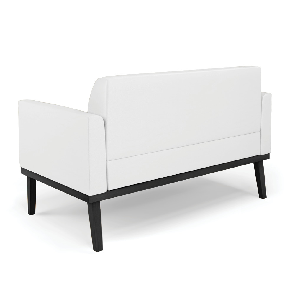 Poltrona Namoradeira Decorativa Isabella Pés Fixo em Madeira Preto PU Branco G19 - Gran Belo