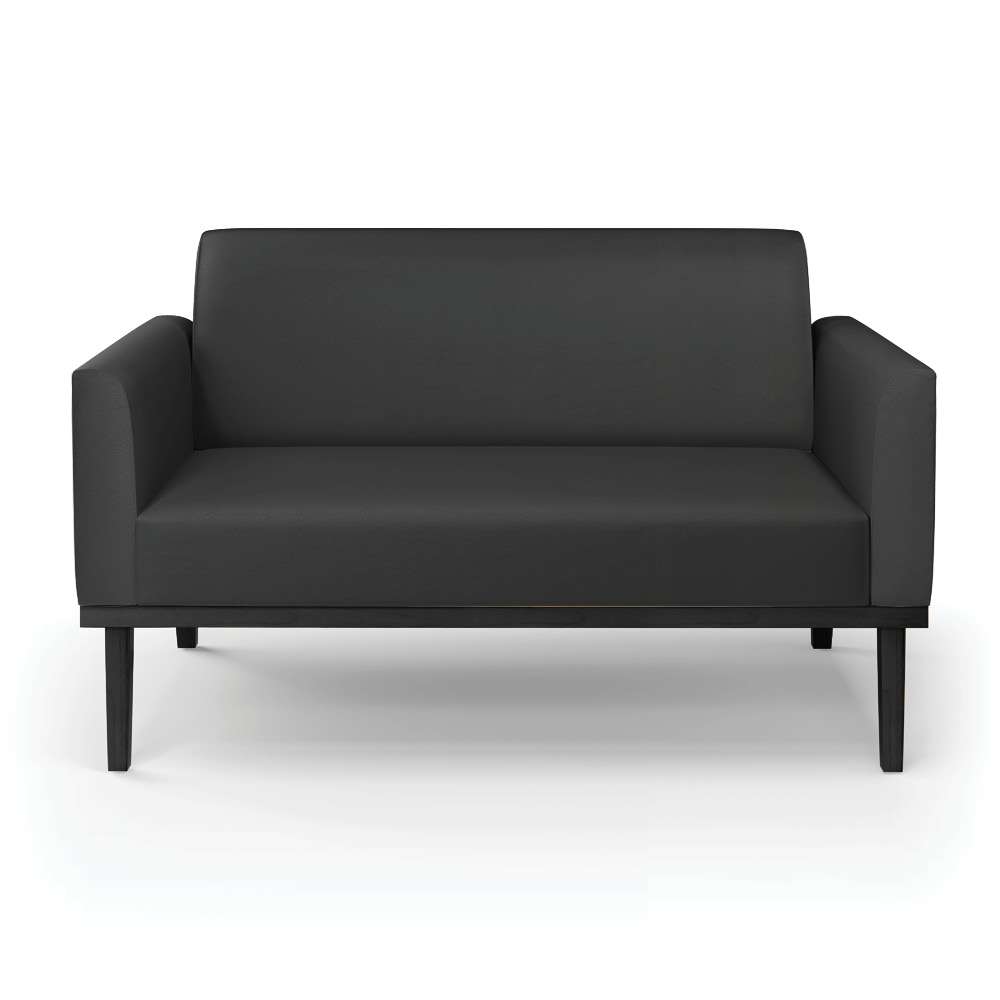 Poltrona Namoradeira Decorativa Isabella Pés Fixo em Madeira Preto PU Preto G19 - Gran Belo