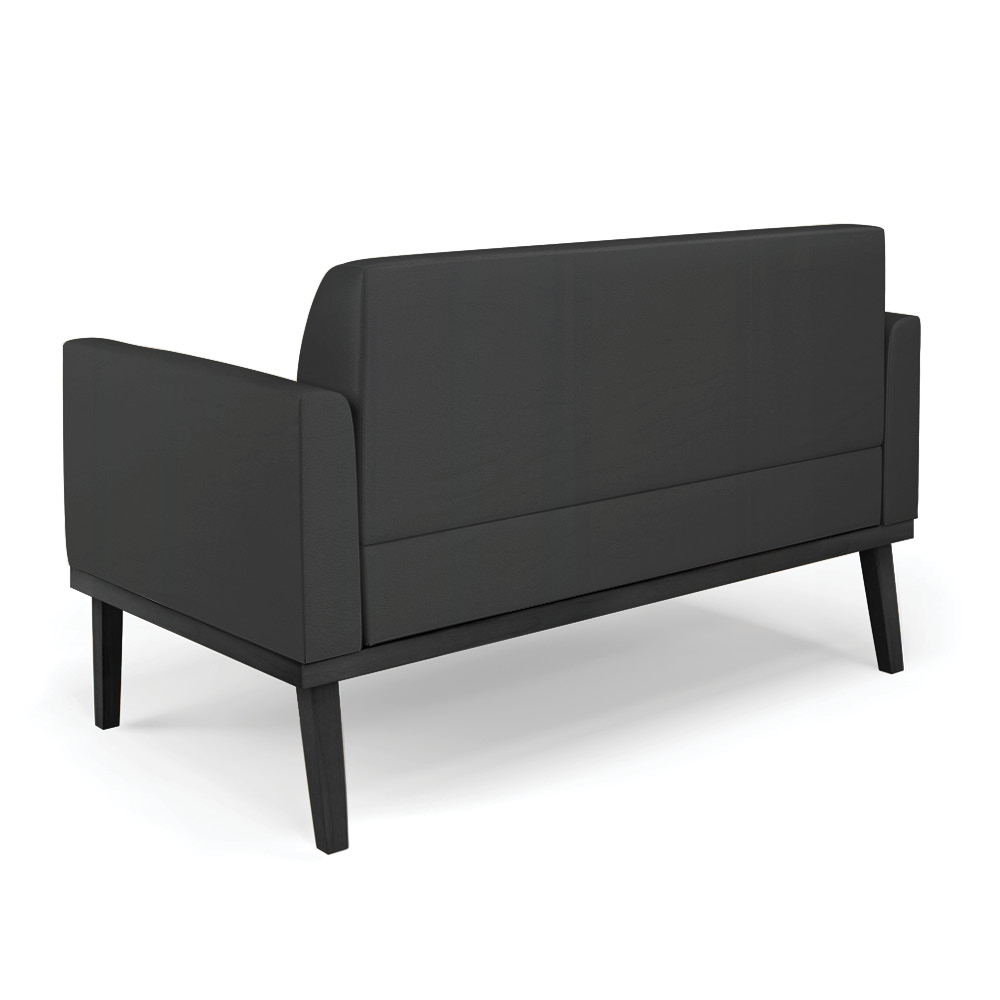 Poltrona Namoradeira Decorativa Isabella Pés Fixo em Madeira Preto PU Preto G19 - Gran Belo