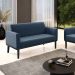 Poltrona Namoradeira Decorativa Isabella Pés Fixo em Madeira Preto Suede Azul Marinho G19 - Gran Belo