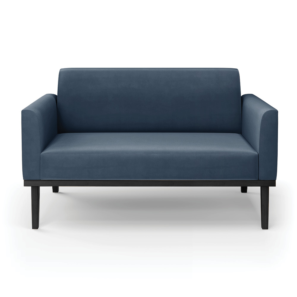Poltrona Namoradeira Decorativa Isabella Pés Fixo em Madeira Preto Suede Azul Marinho G19 - Gran Belo
