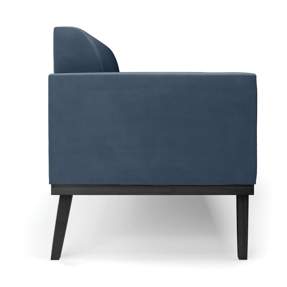 Poltrona Namoradeira Decorativa Isabella Pés Fixo em Madeira Preto Suede Azul Marinho G19 - Gran Belo