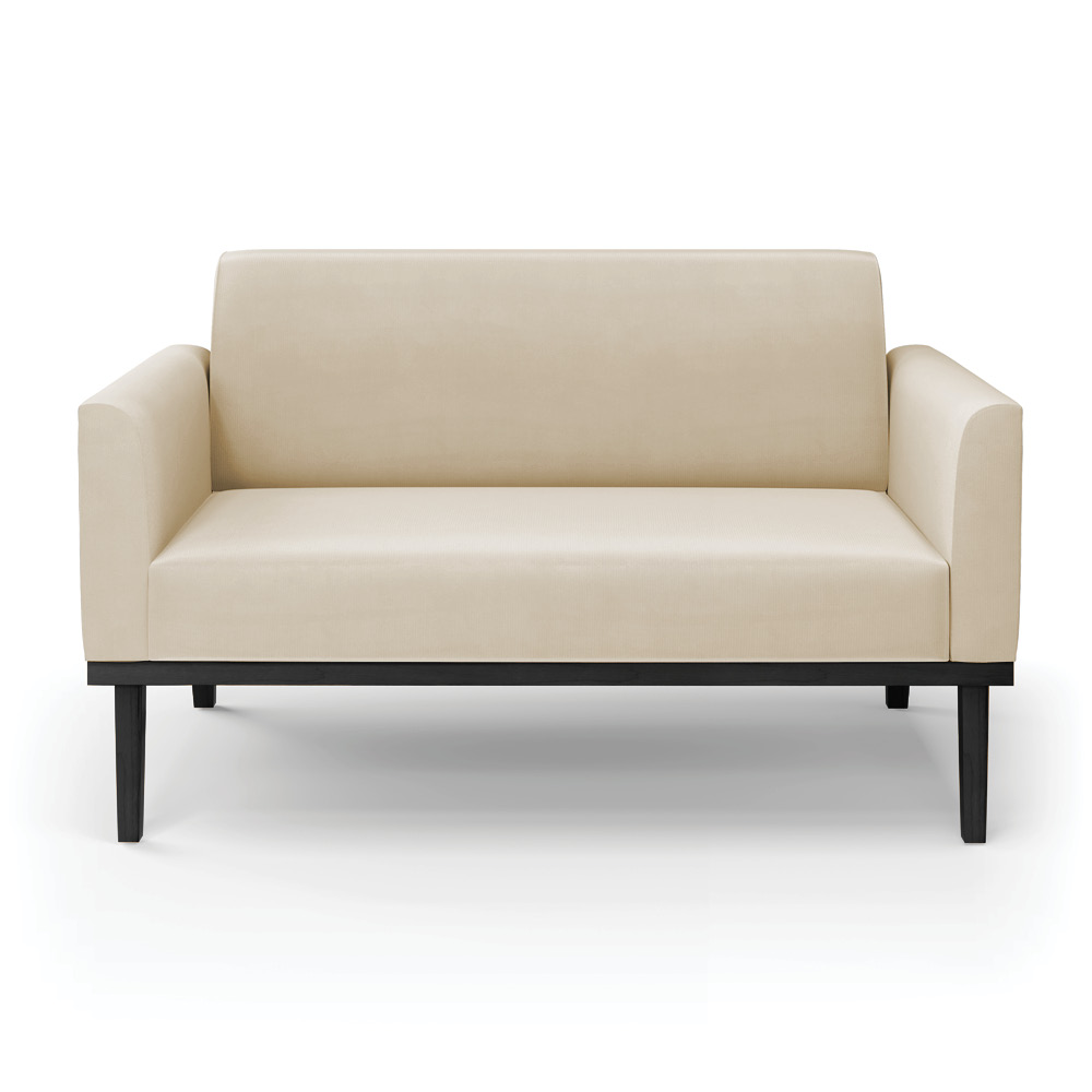 Poltrona Namoradeira Decorativa Isabella Pés Fixo em Madeira Preto Suede Bege G19 - Gran Belo