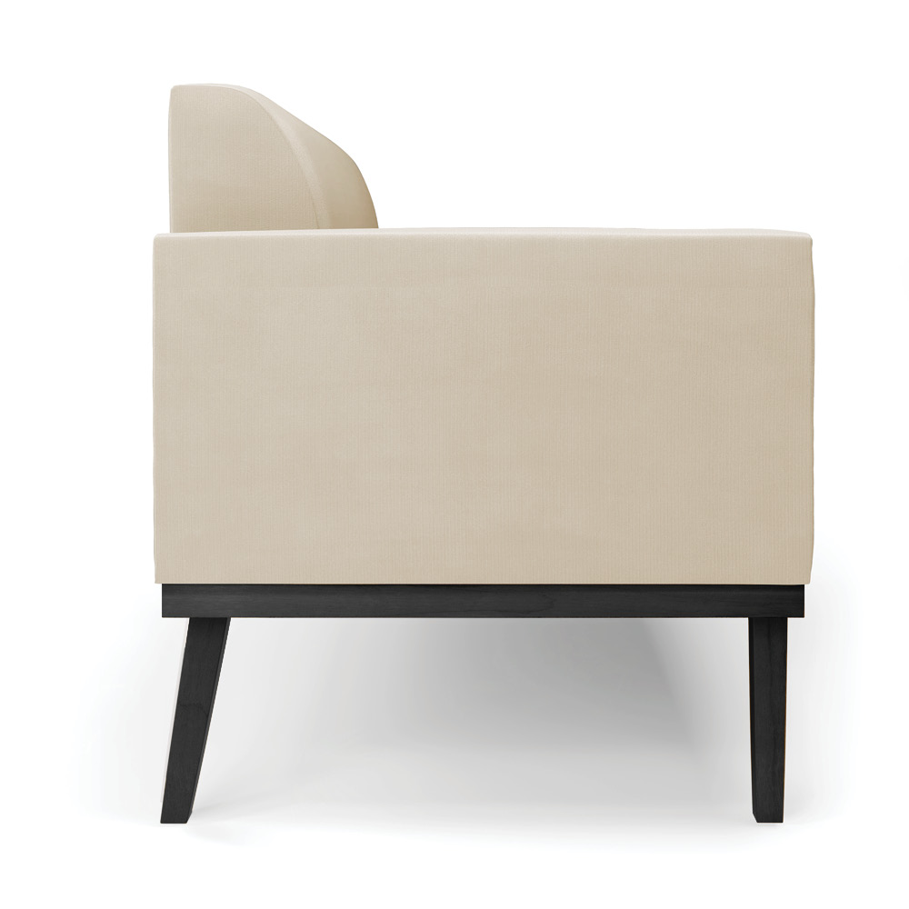 Poltrona Namoradeira Decorativa Isabella Pés Fixo em Madeira Preto Suede Bege G19 - Gran Belo